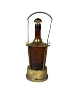 1960s Vintage Brass Amber Bottle Music Box Lantern Musical Bottle Decanter - £24.16 GBP