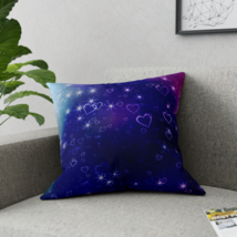 Cosmic Hearts Broadcloth Pillow with a Royal Purple/Blue Galaxy - £29.48 GBP+