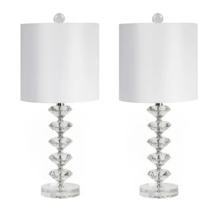 23&quot; Genuine Crystal Table Lamp w/ Stacked Diamond Base (2PK) - $325.59