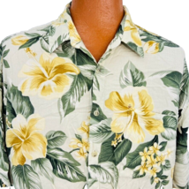 Hawaiian Aloha XXL Shirt Hibiscus Flower Plumeria Palm Leaves Tropical - £35.95 GBP