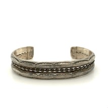 Vintage Sterling Southwest Native American Stamp Rope Design Cuff Bracelet 6 1/2 - £138.48 GBP