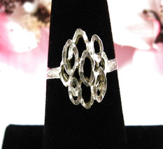 Ring Vintage Sterling Silver 925 Openwork Eye Football Design Handcrafted Size 7 - £13.44 GBP