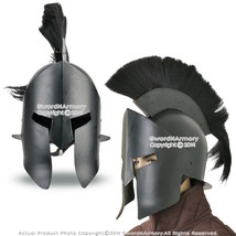 Wearable Steel Greek Spartan King Crested Helmet in Black Finish LARP wi... - £69.68 GBP