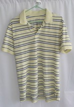 ST JOHN BAY YELLOW BLACK WHITE STRIPE COLLARED POLO SZ MED #8821 - £4.30 GBP