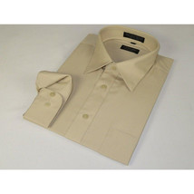 Men's Milani dress shirt soft cotton Blend easy wash business Long sleeves Tan image 3