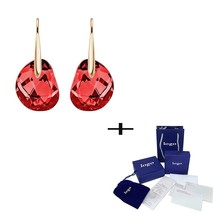 SWA Exquisite Simple Pea Tear Earrings Rose Gold Red Crystal Ladies  To Send Fri - £38.15 GBP