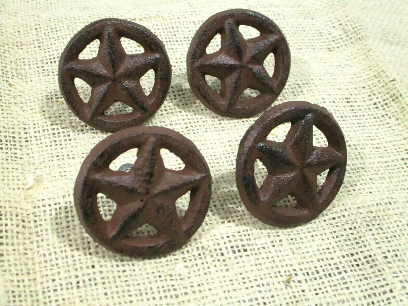 4 Drawer Pulls Star Ring Cabinet Knob Texas Western Cast Iron Rustic Har... - $14.99