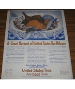 1917 VINTAGE PRINT AD~UNITED STATES TIRES~THANKSGIVING BASKET - $14.36