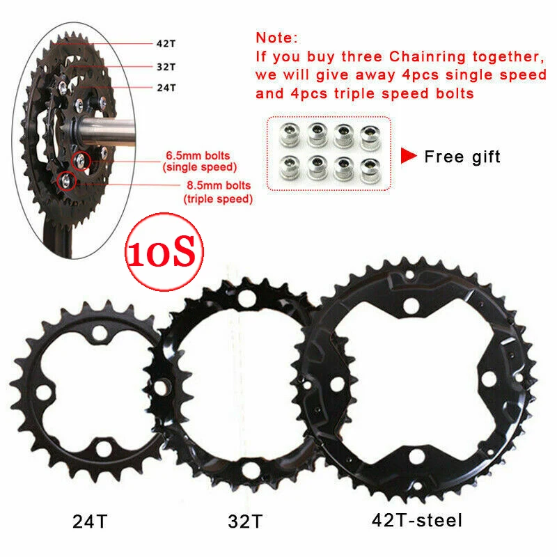 Bucklos 104BCD 64BCD Bike Chainring 9/10 Speed Mtb Bicycle Chainwheel Bike Bmx B - £99.18 GBP