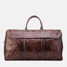 The Velar Brown Hand-Painted Python Leather Weekender Bag image 7
