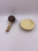 Set of 2 Musical Toys Maraca and Small Wooden Hand Drum - $13.98