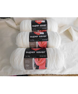 Red Heart Super Saver Soft White lot of 3 No Dye Lot 7 Oz - £10.37 GBP