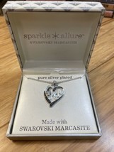 NEW Sparkle Allure Swarovski Marcasite Mom Silver Plated Pendant Necklace KG JD - £15.82 GBP