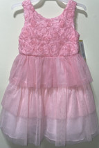 Bonnie Jean Tiered Skirt Dress. Pink With Tulle Roses. Girls Size 6. NWT. - £19.39 GBP