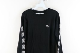 Obey Mens Medium Streetwear Script Spell Out Rose Long Sleeve T-Shirt Black - £27.05 GBP
