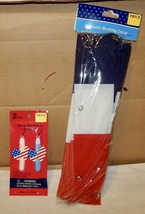  Patriotic Glow Necklaces  2pk &amp; Bunting Decor 12” USA NIB 269H - $5.49