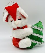 Fun World White Mouse Christmas Tree Plush Vintage Hanger Ornament 7&quot; Po... - £15.59 GBP