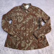 Talbots Shirt Womens M Paisley Printed Button Up Long Sleeve Casual Petite  - £20.55 GBP