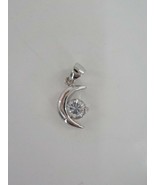 DELICATE MOON AND CLEAR STONE 18KGP DANGLE CHARM ONLY 1 PIECE SILVER COL... - £12.85 GBP