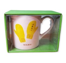 Kate Spade Lenox Coffee Mug Cup “Warm” Pink With yellow Taxi Mittens New In box - £15.49 GBP