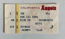 Rod Carew #29 Retired Angels vs Twins Ticket Stub August 12 1986 8/12/86 - £62.01 GBP