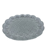 Vintage Brilliant Cut Glass Serving Tray Etched Dish Sawtooth Edge 12&quot; Oval - £25.16 GBP
