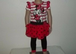  DISNEY Minnie Mouse Strip Polka Dot 2pc Top &amp; Pant  Toddler Girls Set 24Months - £16.61 GBP