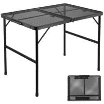 Grill Table For Outside,Lightweight Aluminum Folding Portable Metal Mesh... - $31.64+