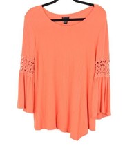 New Direction Womens Shirt Blouse Small Dressy Orange Pullover Boho Babydoll - $16.93