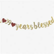 Golden Glittered 39th Anniversary &amp; Birthday Banner - Celebrate 39 Years of Love - $21.77