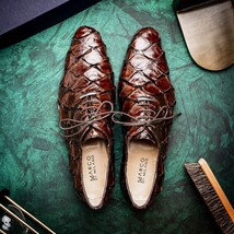 Olivieri Genuine Pirarucu Skin Classic Dress Shoes Brown image 10