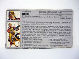 GI Joe Duke File Card Vintage Action Figure Battle Corps Accessory Part 1992 - £4.05 GBP