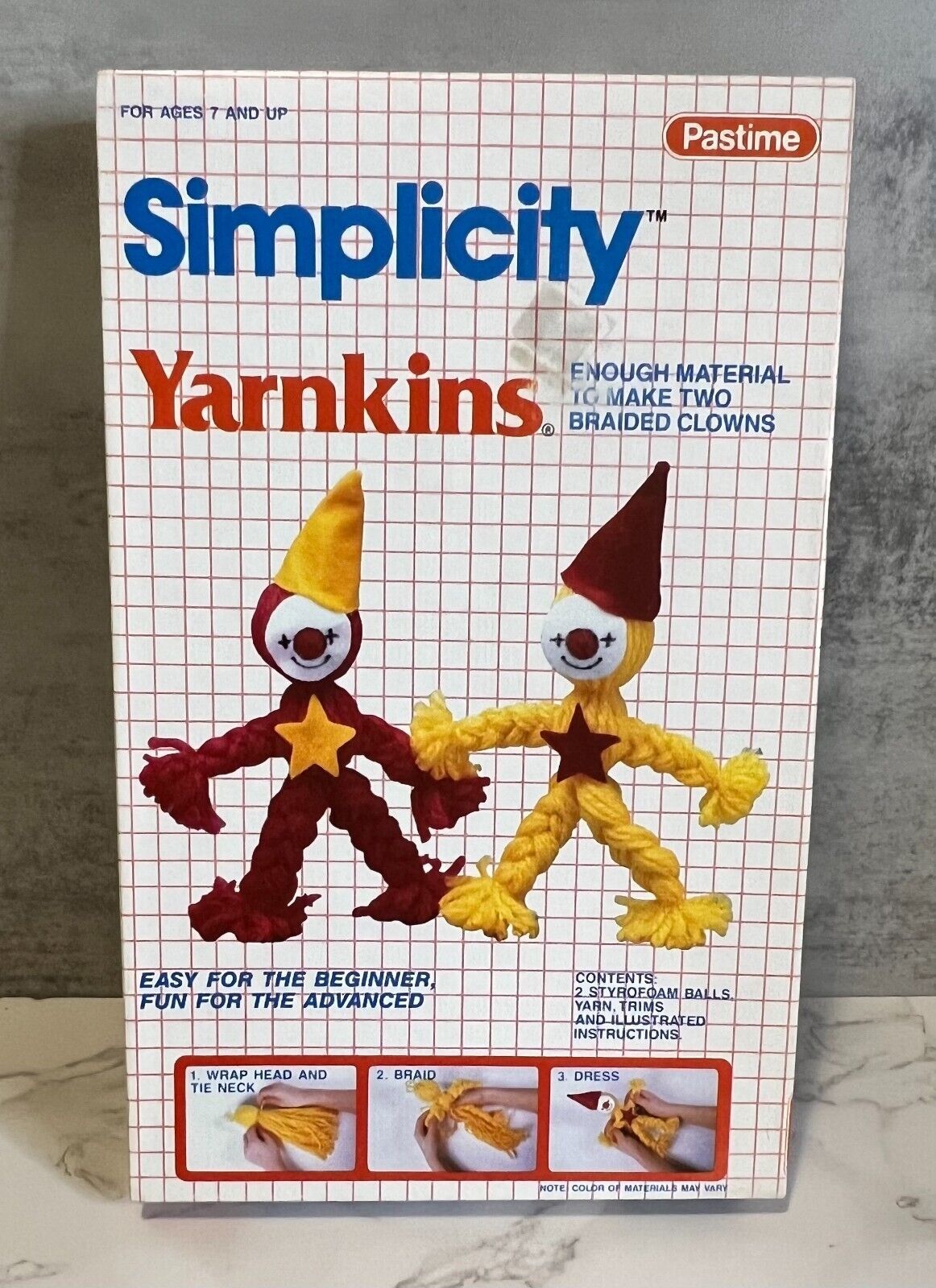 Vintage Simplicity Yarnkins Clown Dolls Kit 1986 Pastime Industries Made in USA - £10.85 GBP