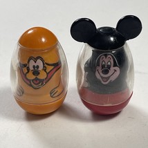 Weebles Wobble Walt Disney Productions Mickey Mouse And Pluto  Vintage Figures - £11.82 GBP