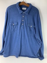 Tommy Bahama Jeans Mens Polo Shirt XXL Blue Long Sleeve 2 Pockets - £21.02 GBP