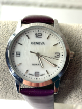 Geneva Quartz Unisex Watch 3084 MD-311 Japan Movt w/ Purple Genuine Leat... - $17.33