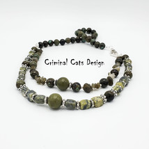 Yellow Turquoise Green Silver Necklace &quot;Forest Walk&quot; - £39.16 GBP