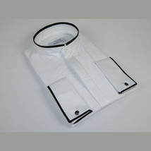 Mens CEREMONIA Tuxedo Formal Shirt 100% Cotton Banded Slim Fit #stn 33 HD White image 6