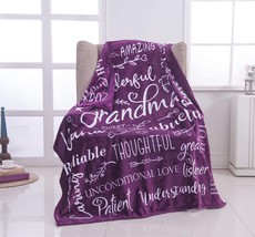 Wonderful Grandma Throw Blanket | Best Grandma Gifts | Wrap, Purple, Flannel - £34.36 GBP