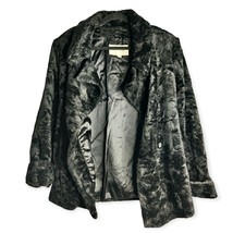 Womens Vintage Enzo Angiolini Black Faux Fur Satin Lined Jacket Coat Size Large - £15.16 GBP