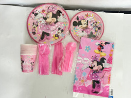 Disney Minnie Mouse Party Supplies For 10 Plates Forks Spoons Cups Table... - £9.45 GBP
