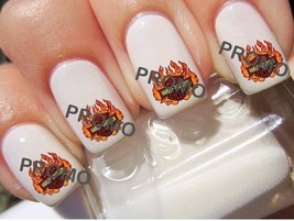 Flaming Harley Flames Motorcycle Salon Quality Nail Art Decals - $230.55 MXN