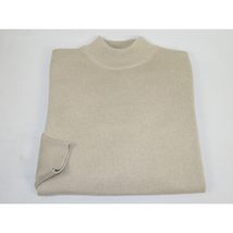 Men's Sweater Knit By BRANGO Turkey Mock Neck Cotton Blend 21050 Beige image 7