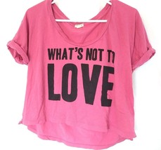 FOREVER 21 GIRLS LOVE PINK CROPPED TOP M Womens Juniors Shirt  Heart I L... - $9.47