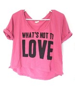 FOREVER 21 GIRLS LOVE PINK CROPPED TOP M Womens Juniors Shirt  Heart I L... - £7.48 GBP