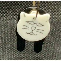 CAT Black &amp; White Hoop Earrings. Cats Are Two Pieces With Spacer Bead Be... - $18.45 CAD