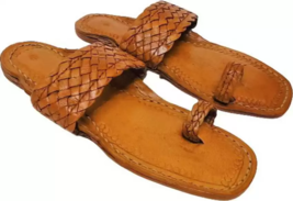 Mens Kolhapuri flat Leather chappal Jesus BOHO ethnic Sandals HT24 US size 7-12 - £34.23 GBP