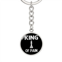 Chess Fan King Of Pain Keychain Stainless Steel or 18k Gold Circle Pendant - £30.22 GBP+