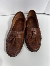 Oleg Cassini Men Shoes Tassel Loafers Brown Leather Dress Size 10 Made I... - $16.15