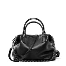 Zency 100% Leather Daily Casual Women Tote Handbag Classic Black Large Capacity  - $117.57